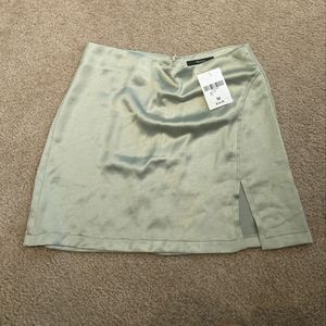Satin Sage Green Mini Skirt